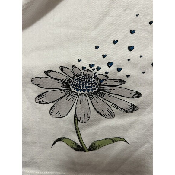 LIFE IS GOOD Crusher Tee Long Sleeve White Tee Women’s Size XXL  Daisy Flower - Picture 4 of 15